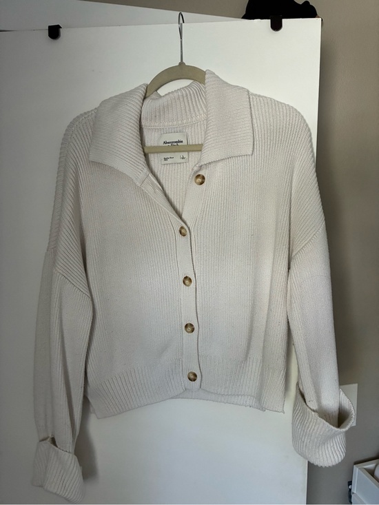 Abercrombie & Fitch Sweaters - Abercrombie & Fitch Cream Collared Button-Front Rib Knit Cardigan